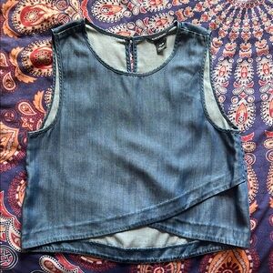 Club Monaco Denim Blue Lyocel Crop Tank Top
